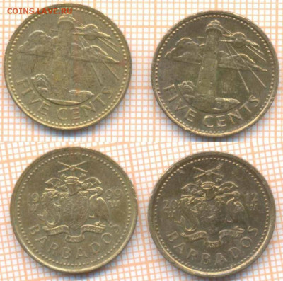 Барбадос 5 центов 1999, 2012 г., фикс - Барбадос 5 центов 1999 2012  26  10