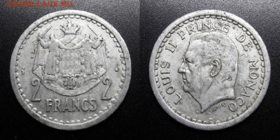 МОНЕТЫ МИРА 10-19 - Монако – 2 франка (1943) алюм. №2