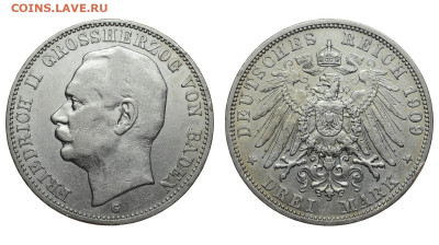 Баден. 3 марки 1909 г. Фридрих II. До 23.10.19. - DSH_4706.JPG
