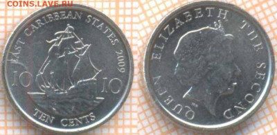 Восточные Карибы 10 центов 2009 г., до 29.10.2019 г. 22.00 п - Восточные Карибы 10  центов 2009  8158
