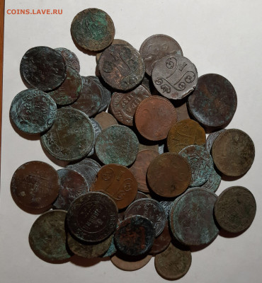 солянка медных нечищеных монет 60шт - 20191026_161929