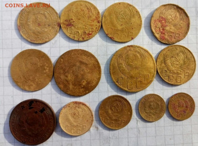 лот монет СССР, бронза до 1957г. -13 шт до 31.10.19 22-00 - P91030-131335