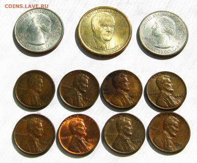 США 11 монет(8х1 цент, 2х25 центов, 1 доллар)1925-2014.11.11 - 002.JPG