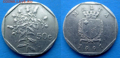 Мальта - 50 центов 1991 года до 18.11 - Мальта 50 центов, 1991