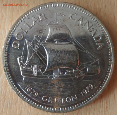 Канада 1 доллар 1979 корабль Грифон - Канада 1 доллар 1979 корабль Грифон реверс