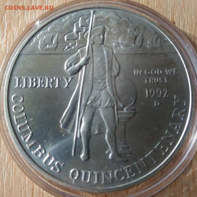 США 1 доллар Путешествие Колумба 1992 D - США 1 доллар 1992 открытие Америки аверс