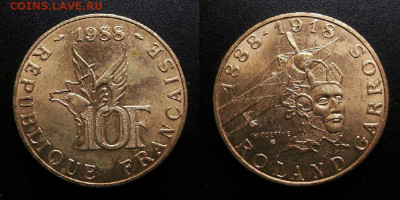 Франция – 10 франков (1988) до 24.12 (22.00) - Франция – 10 франков (1988) «Роланд Гаррос – французский лётчик»