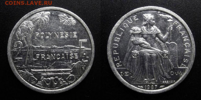 Франц. Полинезия - 2 франка (1987) до 24.12 (22.00) - Франц. Полинезия - 2 франка (1987) «Вид гавани»