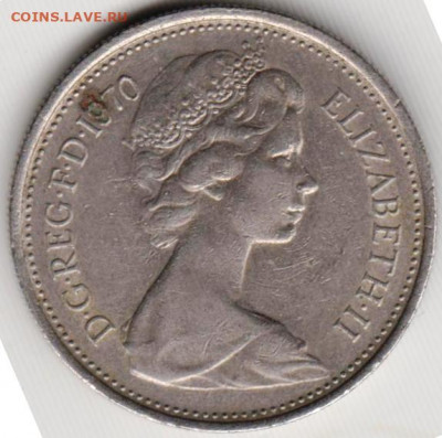 Великобритания 5 новых пенсов 1970 г. до 24.00 11.01.20 г. - 013
