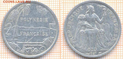 Французская Полинезия 2 франка 1991 г., до 23.01.2020 г. 22. - Фр Полинезия 2 франка 1991 8551