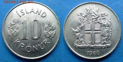 Исландия - 10 крон 1980 года до 29.01 - Исландия 10 крон, 1980