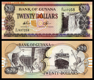 Гайана 20 долларов 2009 г. UNC. до 29.01. в 22:00 мск. - Гайяна _ 20
