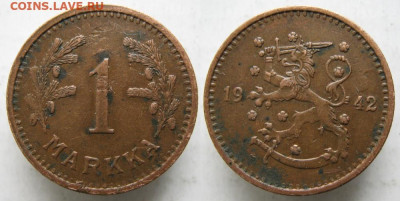 18.Монеты Финляндии - 18.18. -Финляндия 1 марка 1942    546