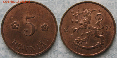 18.Монеты Финляндии - 18.26. -Финляндия 5 пенни 1932    198-ак3-4333