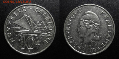Новая Каледония – 10 франков (2003) до 12.02 (22.00) - Новая Каледония – 10 франков (2003) «Проа (парусный катамаран)»