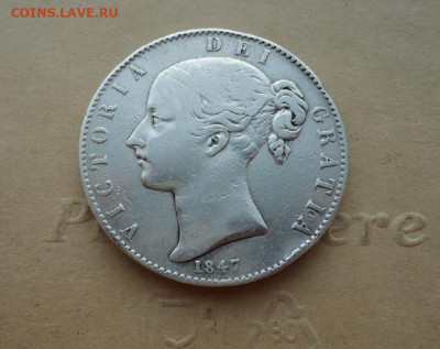 1 крона 1847 Великобритания ( Молодая Виктория ) 16.02 22-00 - ф1