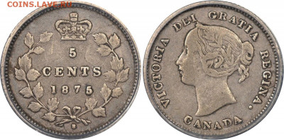 Канада. Монеты периода правления королевы Виктории 1858-1901 - 5-cents-1875