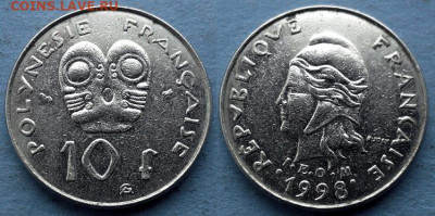 Французская Полинезия - 10 франков 1998 года до 27.02 - Французская Полинезия 10 франков, 1998