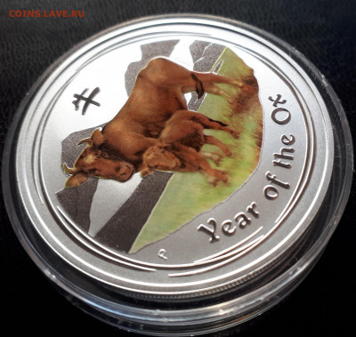 Серебро Австралия 1 доллар, 2009 Год быка Цветная до 15.04 - 1 (12)