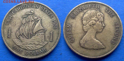 Восточные Карибы - 1 доллар 1981 года до 25.04 - Восточные Карибы 1 доллар, 1981