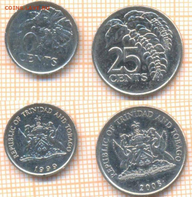 Тринидад и Тобаго 10 ц 1999, 25 ц 2008 г., до 4.05.2020 г. 2 - Тринидад 2 монеты 761