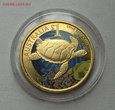 Австралия 1$ доллар 2010 Большой Барьерный риф Черепаха - avstralija_1_dollar_2010_bolshoj_barernyj_rif_cherepakha_zhivotnye_fauna_emal (2)