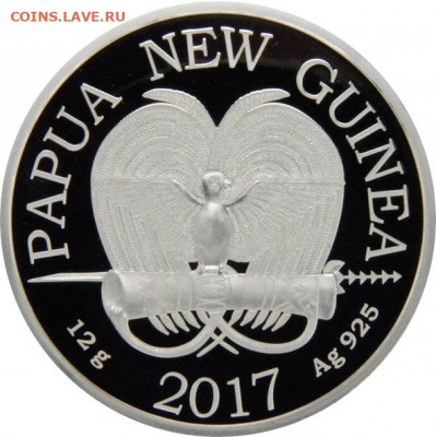 Монеты с Корабликами - Papua New Guinea. 2017. Santisima Trinidad. Ag925-38,5x12,2-а