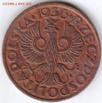 Польша 2 гроша 1936 г. до 24.00 28.05. 20 г. - 041