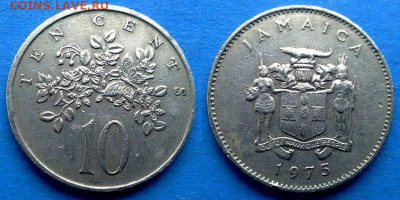 Ямайка - 10 центов 1975 года (без отметки МД) до 28.05 - Ямайка 10 центов, 1975
