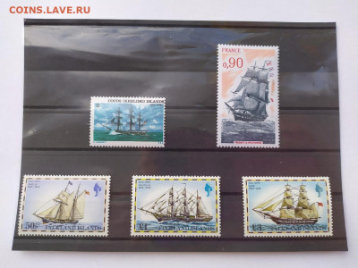 подборка иностранных марок "корабли" 5 штук ЧБН - 3