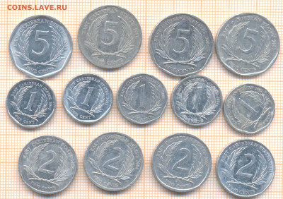 Восточные Карибы 1,2,5 центов 2002-2015 гг., фикс - Восточные Карибы фикс 988