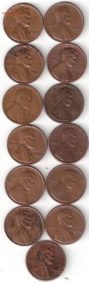 США: 1 цент 13шт. в диапазоне 1941-79 - 1cent Old 13st 1941-79 A