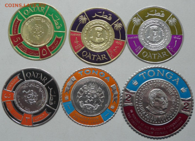 Катар и Тонга 6 шт. круглых марок из фольги на оценку - DSC05283.JPG