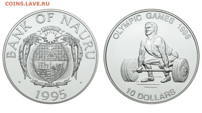 Науру. 10 долларов 1995 г. Proof. Тяж. атлетика. До 20.06.20 - Р279.JPG