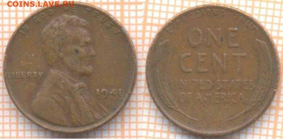 США 1 цент 1941 г., до 25.06.2020 г. 22.00 по Москве - США 1 цент 1941 1095