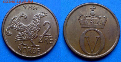 Норвегия - 2 эре 1959 года (Тетерев) до 26.06 - Норвегия 2 эре, 1959