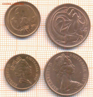 Австралия 1 цент 1990,2 цента 1983 г., до 14.07.2020 г. 22. - Австралия 2 монеты 681