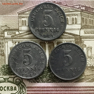 Германия 5 пфеннигов 1919,1920,1921 года. До 22:00 16.07.20 - 1489400D-CD27-4094-ABE0-2B04041105F0