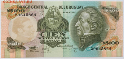 Уругвай 100 новых песо 1987 UNC АНЦ Пресс - urugvaj_100_novykh_peso_1987_unc_anc_press