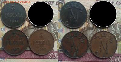 5 пенни с 1898 по 1917 по фиксу по 200 руб - 5 пенни 1898,907,08