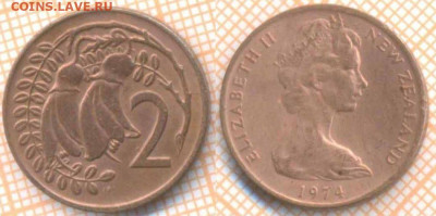 Новая Зеландия 2 цента 1974 г., до 7.09.2020 г. 22.00 по Мо - Новая зеландия 2 цента 1974 1392