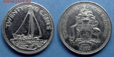 Багамы - 25 центов 2005 года (Парусник) до 10.09 - Багамы 25 центов, 2005
