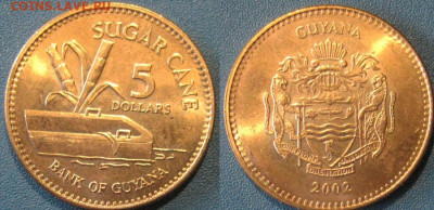 Гайана 5 долларов 2002 г До  10-09 В22-00 мск - гайана 5 доллар