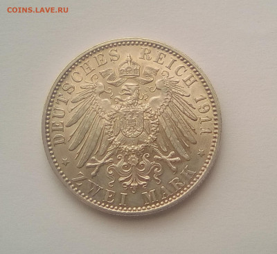Бавария 2 марки 1911 D UNC с 200₽ до 05.10.20 - 2
