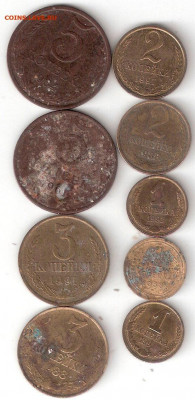 Погодовка СССР: 5,3,2,1 коп 9 монет 009пмм - 9 монет СССР 5%2C3%2C2%2C1к р 009пмм