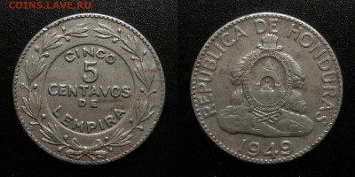 Гондурас 5 сентаво (1949) до 22.10 (22.00) - Гондурас – 5 сентаво (1949)