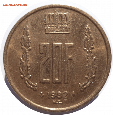 20 франков 1982 г. Люксембург до 04.11.20 в 22:00 МСК - Rounded_20201103_194008