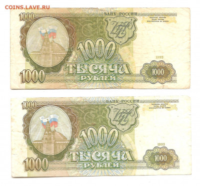 1000 рублей 1993 (2 шт)     13.11 - 111 019