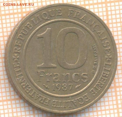 Франция 10 франков 1987 г., до 24.11.2020 г. 22.00 по Москве - Франция 10 франков 1987 2368а