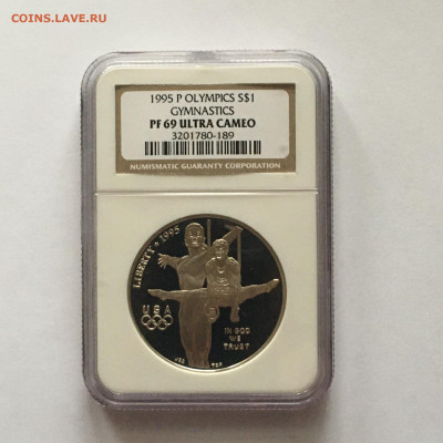 США 1$ 1995г P Olympics Gymnastics в слабе PF69 - image-20-11-20-01-56-2